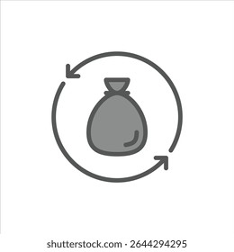 ícone de contorno preenchido com lixo reciclável. ilustração da linha de cor do lixo reciclável.