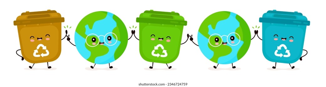 recycle garbage grow ecofriendly earth environment friendly earth vector illustration