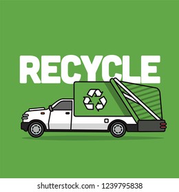 Recycle Garbage Pickup Truck Vector Illustration