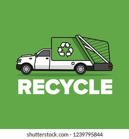 Recycle Garbage Pickup Truck Vector Illustration