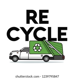 Recycle Garbage Pickup Truck Vector Illustration