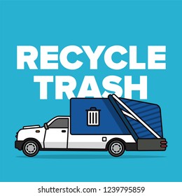 Recycle Garbage Pickup Truck Vector Illustration