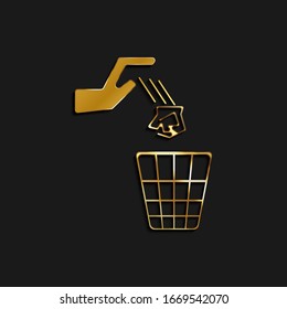 reciclar, desperdiciar, rechazar icono de oro. Ilustración vectorial de fondo oscuro dorado