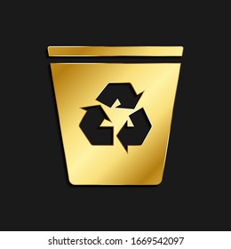 recycle, garbage, refuse gold icon. Vector illustration of golden dark background