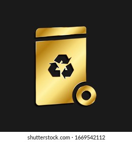 reciclar, desperdiciar, rechazar icono de oro. Ilustración vectorial de fondo oscuro dorado