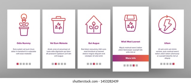 Recycle, Garbage Sorting Vector Onboarding Mobile App Page Screen. Eco Material Recycle Outline Pack. Zero Waste, Earth Day. Nature, Environment Protection. No Air Pollution Contour Illustrations