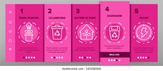 Recycle, Garbage Sorting Vector Onboarding Mobile App Page Screen. Eco Material Recycle Outline Pack. Zero Waste, Earth Day. Nature, Environment Protection. No Air Pollution Contour Illustrations
