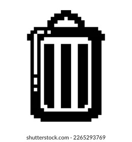 Recycle, garbage, trash basket, bin symbol icon black-white vector pixel art icon