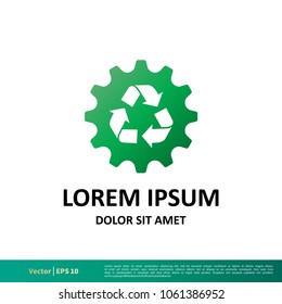 Recycle and Gear Icon Vector Logo Template