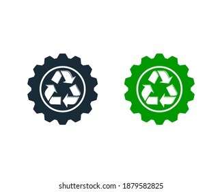 Recycle and Gear Icon Vector Logo Template Illustration Design