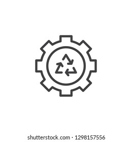 Recycle gear line icon. linear style sign for mobile concept and web design. Gear recycling outline vector icon. Symbol, logo illustration. Pixel perfect vector graphics