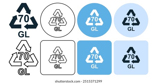 reciclar vidrio 70 símbolo vidrio claro GL Reciclaje símbolo símbolo símbolo ui y ux diseño, glifos y línea de trazo