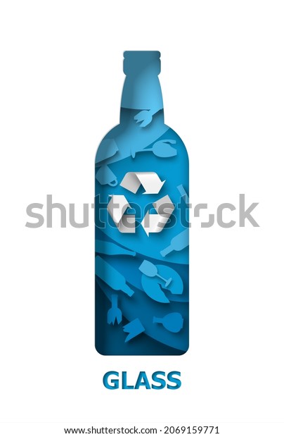 Recycle Glass Bottle Glass Garbage Recyclable Stock Vector (Royalty ...