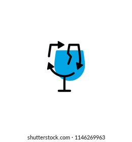 recycle glass broken logo icon vector line outline monoline color fill style