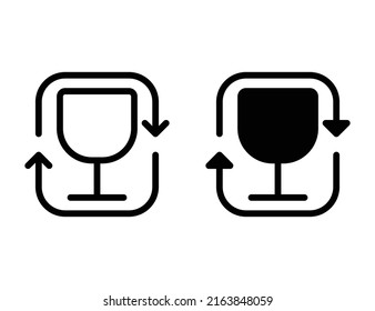 recycle glass icon. outline icon and solid icon