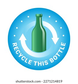 Insignia del logotipo del icono del vector del vidrio de reciclaje