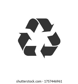 Recycle glyph black icon. Zero waste lifestyle. Eco friendly. Pollution prevention symbol. Enviroment protection. Template for web page, app, promo. UI UX GUI design element