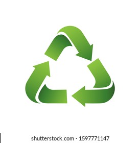 Recycle, go green triangle arrow in green gradient color logo, icon symbol illustration editable logo vector