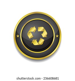 Recycle Gold Vector Icon Button