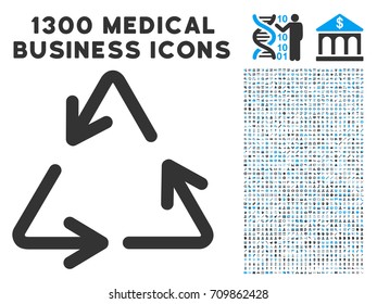 Recycle gray vector icon with 1300 doctor business pictograms. Collection style is flat bicolor light blue and gray pictograms.