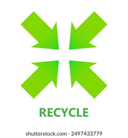 Recycle. Green arrows, usage, clean environment, pollution, save the planet, ecology, nature, zero waste, reuse, reduce, eco, biodegradable materials, natural, organic, microplastics. Vector
