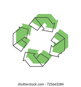 Recycle green icon. Doodle illustration of Recycle green vector icon for web isolated on white background