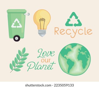 Recycle and green icon set
