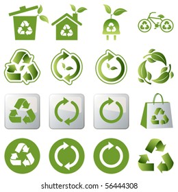 Recycle green icons set. ecology & nature image.