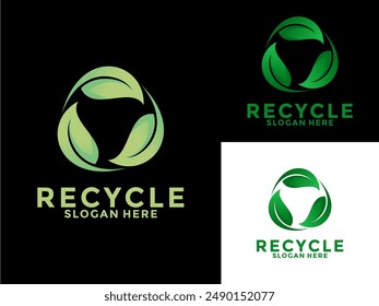 Guardar Vector Plantilla reciclar con hoja verde, reciclar logotipo de ecología, eco y