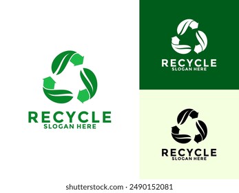 Guardar Vector Plantilla reciclar con hoja verde, reciclar logotipo de ecología, eco y