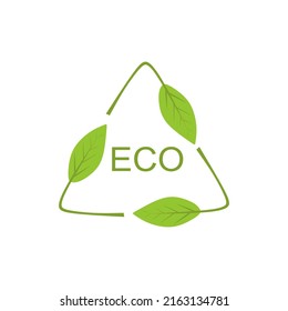 Recycle green leaves as a symbol of ecology. Ecological label and organic product. vector illustration icons of pure foods