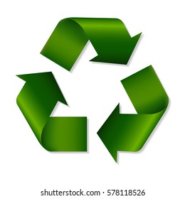 Símbolo verde de reciclaje con malla degradada, ilustración vectorial