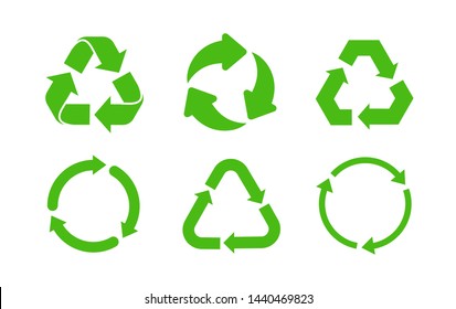 Recycle green vector set symbols. Recycle icon vector. 