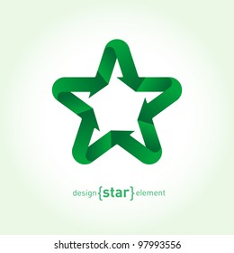 Recycle green Vector Star with arrows. Company Logo template