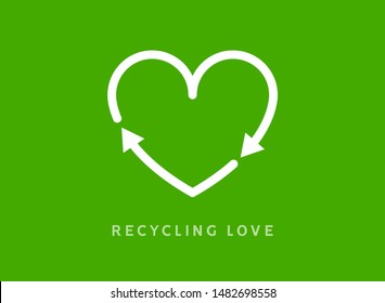 Recycle heart arrow sign. Recycle love icon vector. Heart shape cycle earth enviromental background concept.