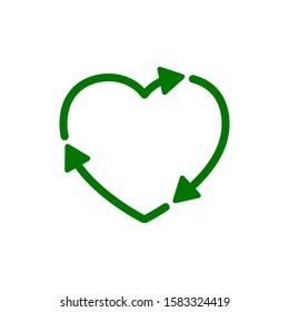 Recycle heart icon. Love eco sign – vector for stock