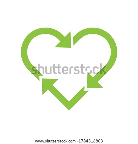 Recycle heart vector icon. Eco friendly sign. Green concept. Reload sign isolated on white background.