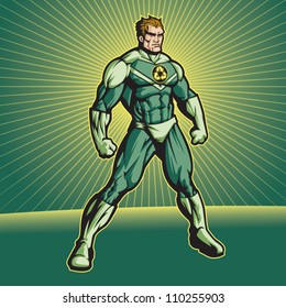 Recycle Hero (no cape). File is editable. Put your logo on his chest!