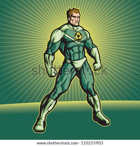 Recycle Hero (no cape). File is editable. Put your logo on his chest!