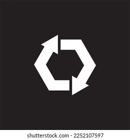 recycle hexagon arrow logo vector image