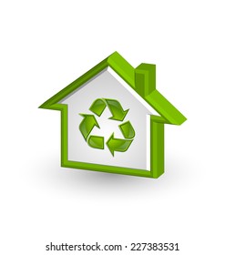 Recycle house icon on white background