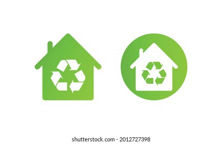 Icono de la Casa de Reciclaje,Casa ecológica con flechas de reciclaje