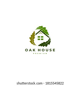 recycle house logo concept. oak leaf and home vector elements icon stock illustration.