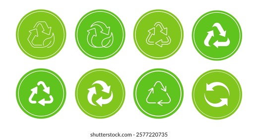 Recycle Icon Badges Vector Set. Eco Symbol. Zero Waste Sign. Cycle Patches.