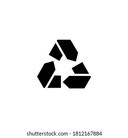 recycle Icon in black flat glyph, filled style isolated on white background