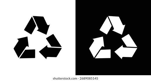 Recycle icon. The black silhouette vector