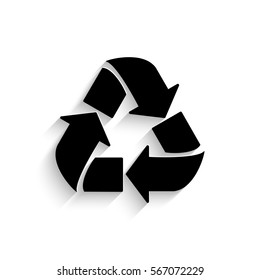 Recycle icon - black vector illustration with  shadow