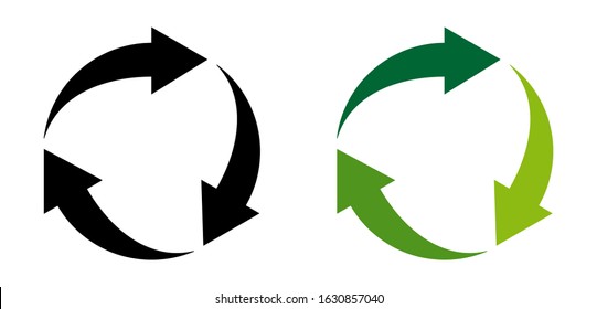 Recycle Icon Circle Arrow Symbol. Vector Isolated on White