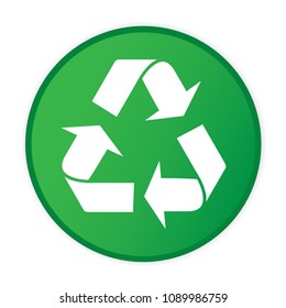 Recycle Icon Circle Frame Green Background Vector Image
