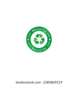 Recycle icon, circular label vector graphics